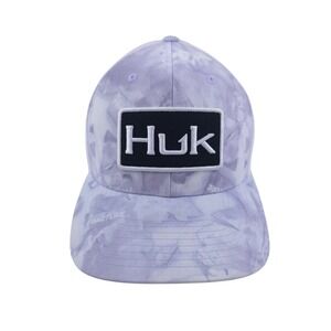 Huk Trucker Hat Mens OSFA Purple White Fracture Camo Mesh Snapback Fishing Cap